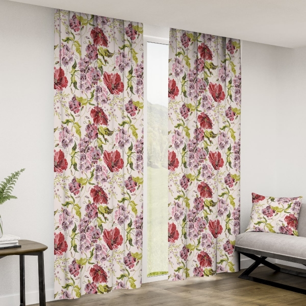 Zasłona w kwiaty Minos 411189-104, szerokość 140 cm x wys