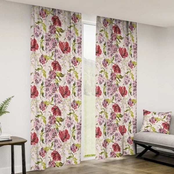 Zasłona w kwiaty Minos 411189-104, szerokość 140 cm x wys