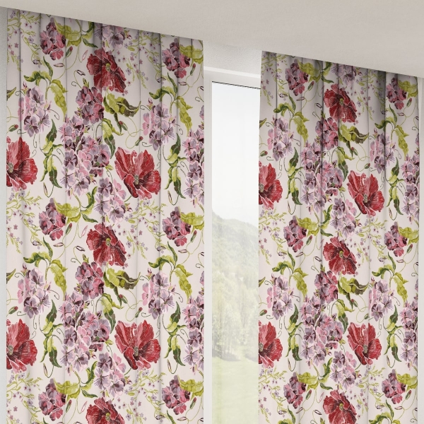 Zasłona w kwiaty Minos 411189-104, szerokość 140 cm x wys