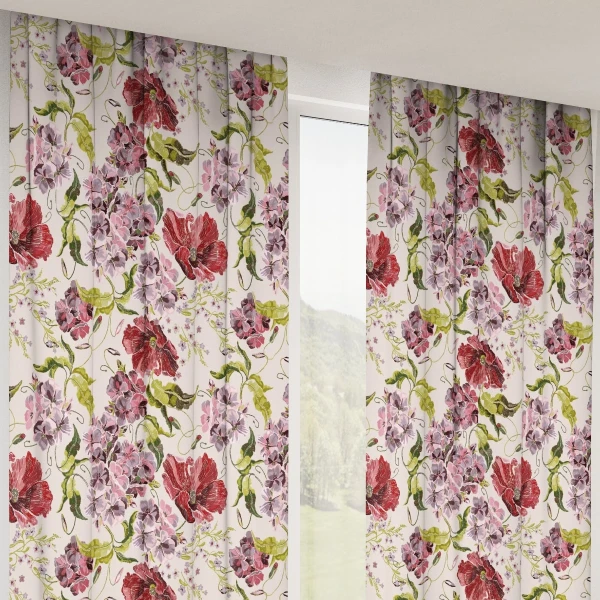 Zasłona w kwiaty Minos 411189-104, szerokość 140 cm x wys