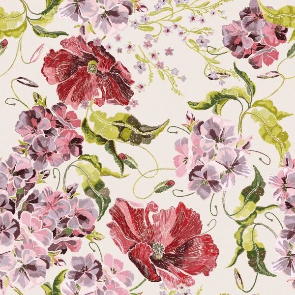 Zasłona w kwiaty Minos 411189-104, szerokość 140 cm x wys