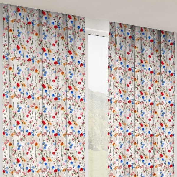 Zasłona w kwiaty Minos 420399-102, szerokość 140 cm x wys