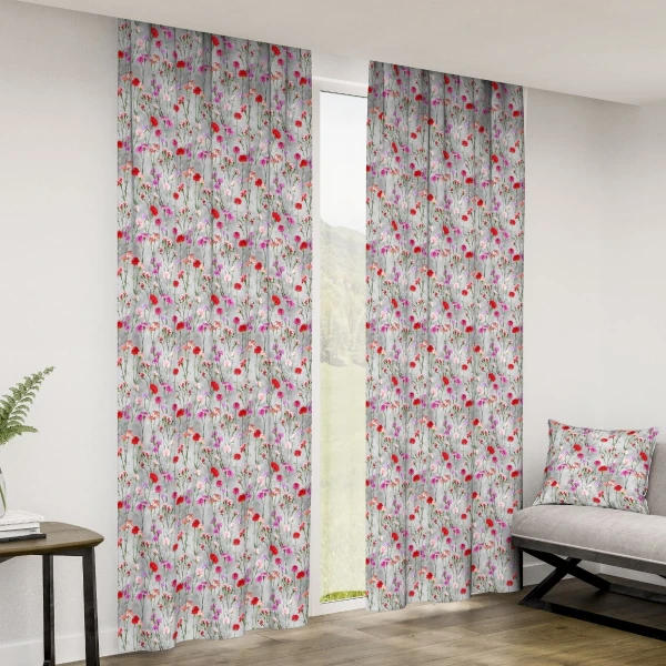 Zasłona w kwiaty Minos 420399-103, szerokość 140 cm x wys
