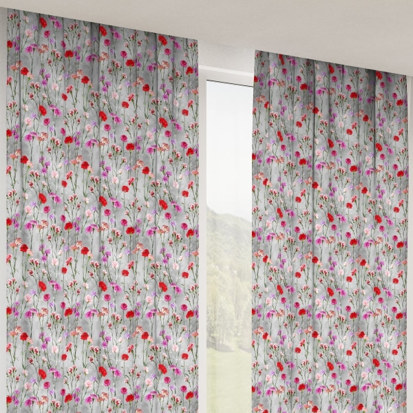Zasłona w kwiaty Minos 420399-103, szerokość 140 cm x wys