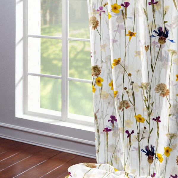 Zasłona w kwiaty Minos 370833-102, szerokość 140 cm x wys