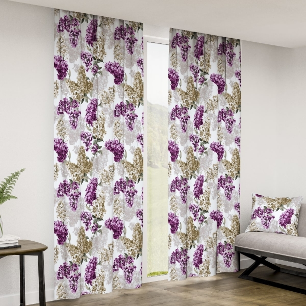 Zasłona w kwiaty Minos 401076-105, szerokość 140 cm x wys
