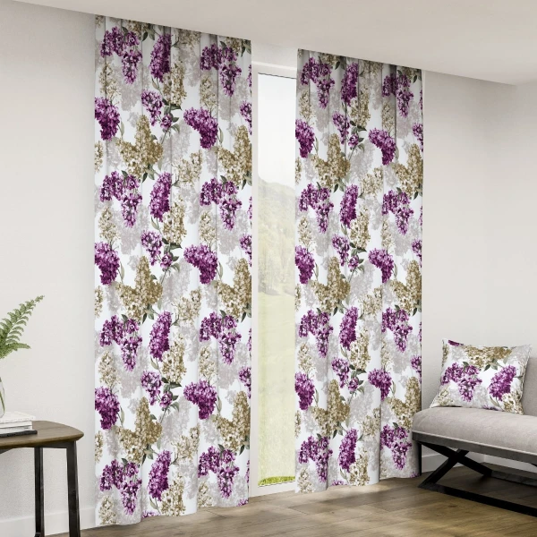 Zasłona w kwiaty Minos 401076-105, szerokość 140 cm x wys