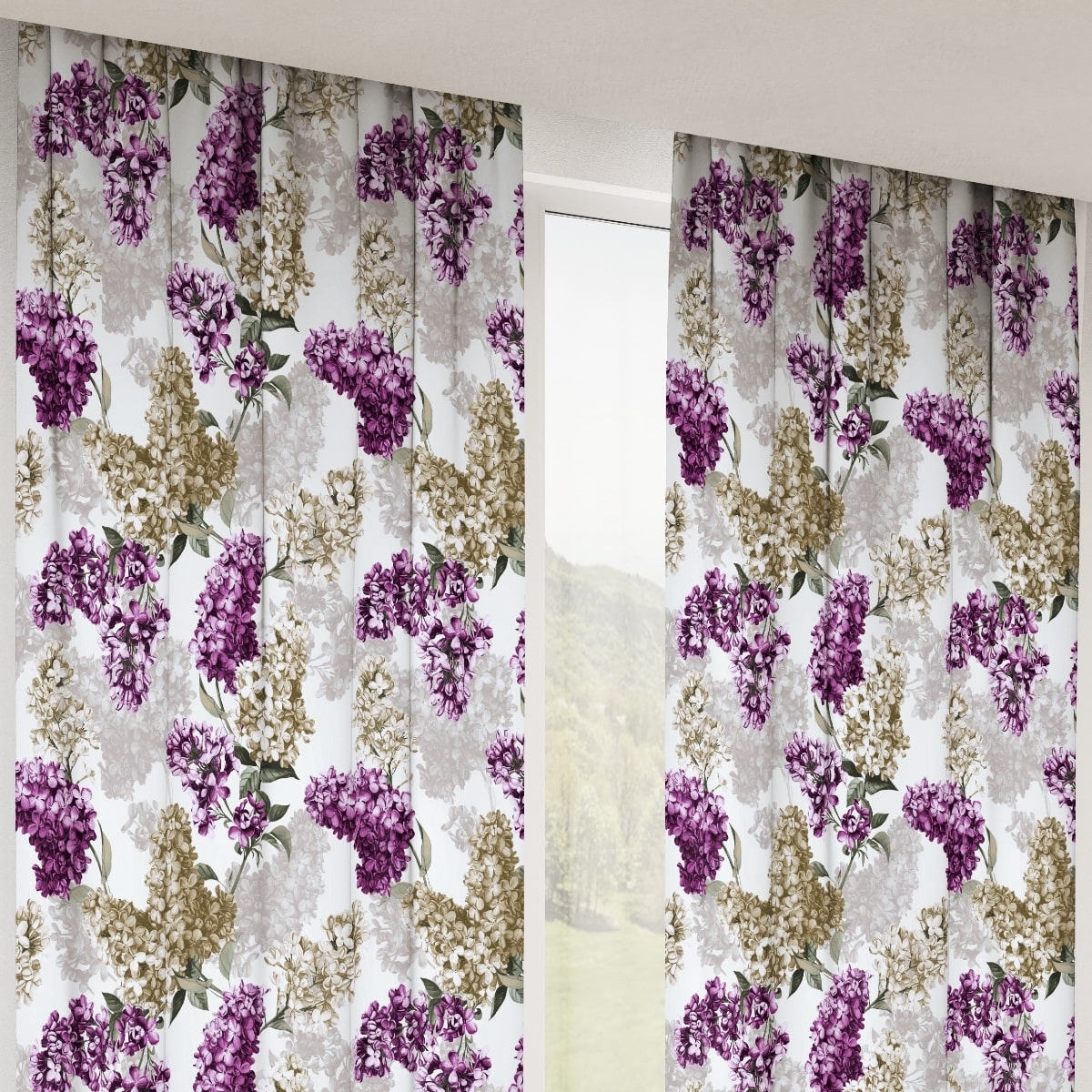 Zasłona w kwiaty Minos 401076-105, szerokość 140 cm x wys
