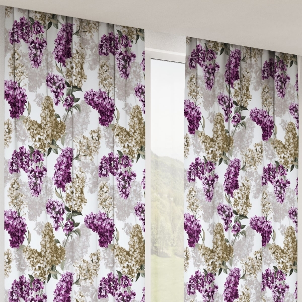 Zasłona w kwiaty Minos 401076-105, szerokość 140 cm x wys