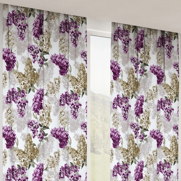 Zasłona w kwiaty Minos 401076-105, szerokość 140 cm x wys