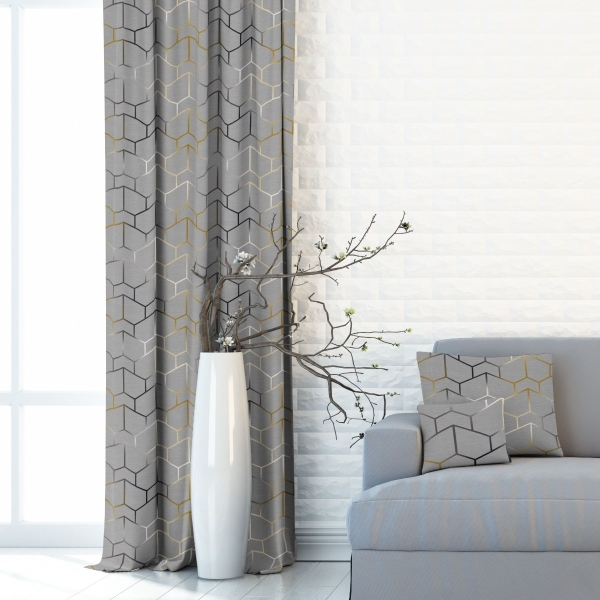 Zasłona druk geometryczny Minos 401141-109, szerokość 140