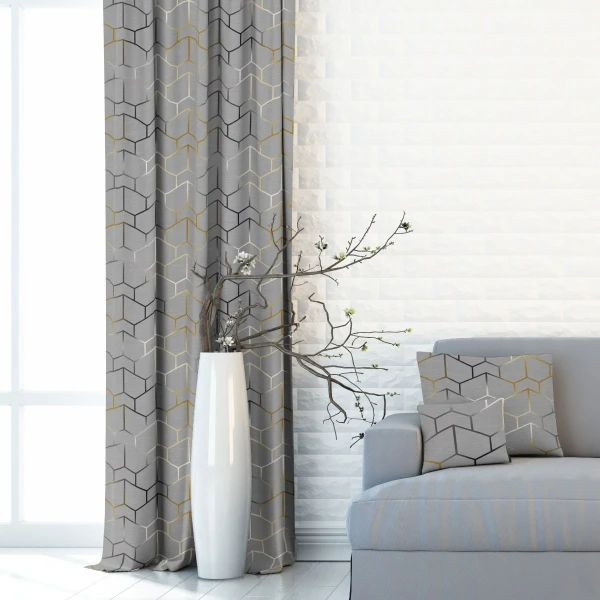 Zasłona druk geometryczny Minos 401141-109, szerokość 140