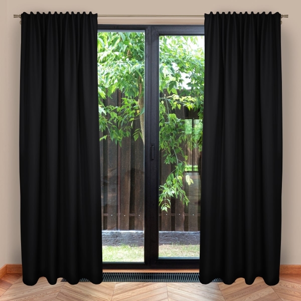 Zasłona Emma na taśmie marszczącej 1301 czarny, szerokoś