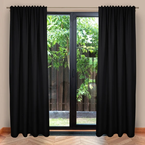 Zasłona Emma na taśmie marszczącej 1301 czarny, szerokoś