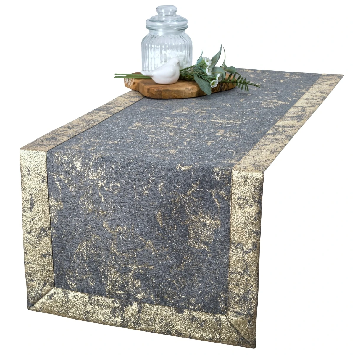 Bieżnik Plamoodporny ze Złotą Nitką Ciemnoszary O5-6112-