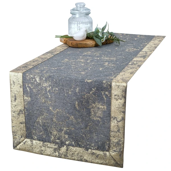 Bieżnik Plamoodporny ze Złotą Nitką Ciemnoszary O5-6112-