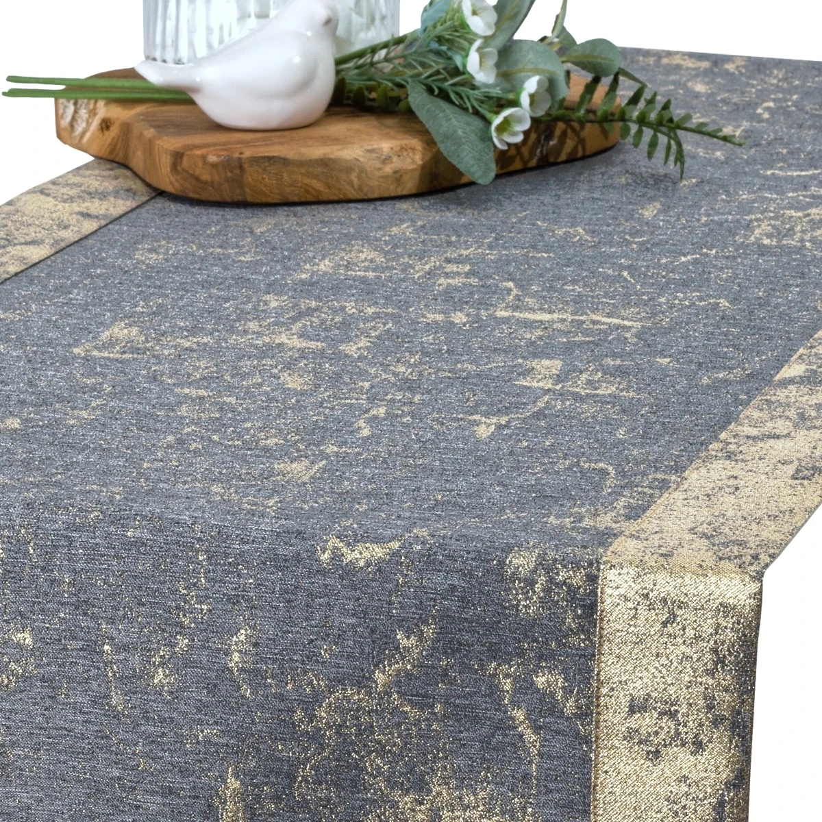 Bieżnik Plamoodporny ze Złotą Nitką Ciemnoszary O5-6112-