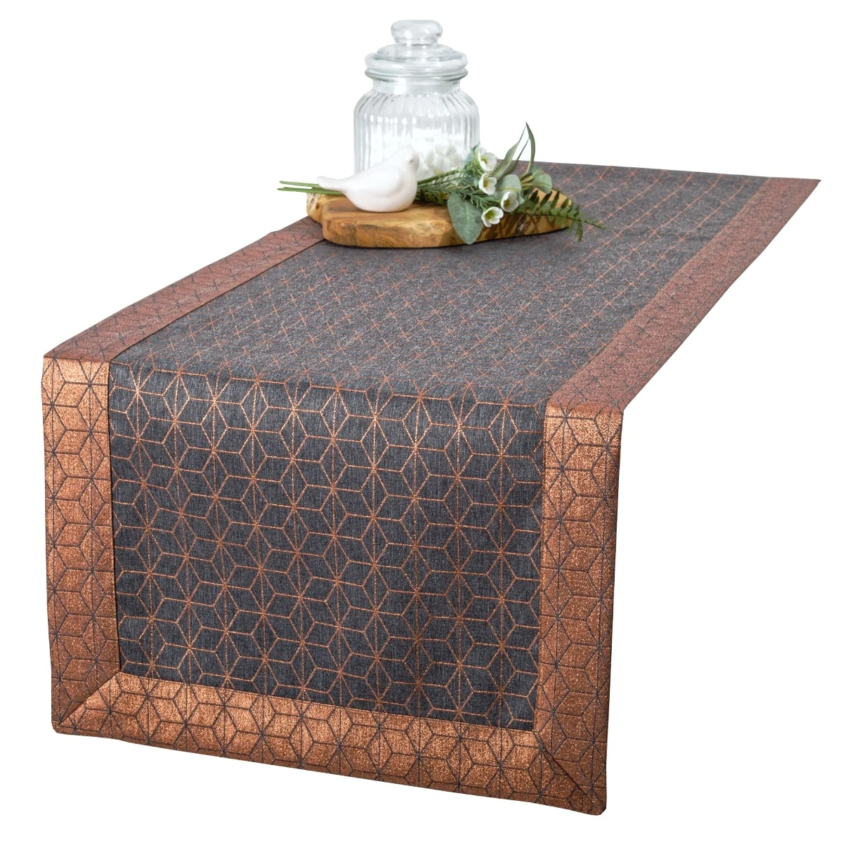 Elegancki Bieżnik Ciemnoszary z Miedzianą Nitką – Szero