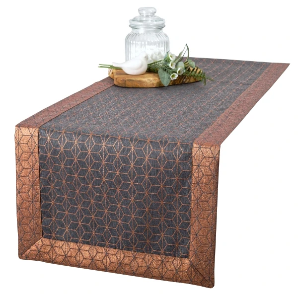 Elegancki Bieżnik Ciemnoszary z Miedzianą Nitką – Szero