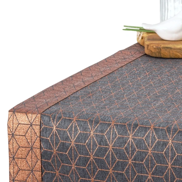 Elegancki Bieżnik Ciemnoszary z Miedzianą Nitką – Szero