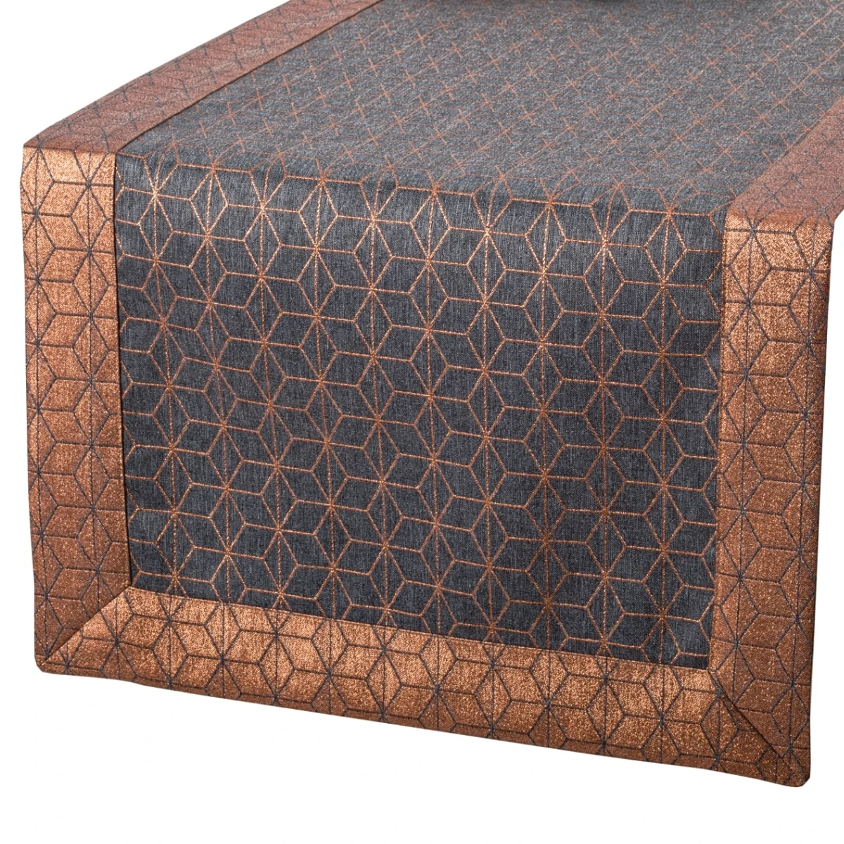 Elegancki Bieżnik Ciemnoszary z Miedzianą Nitką – Szero