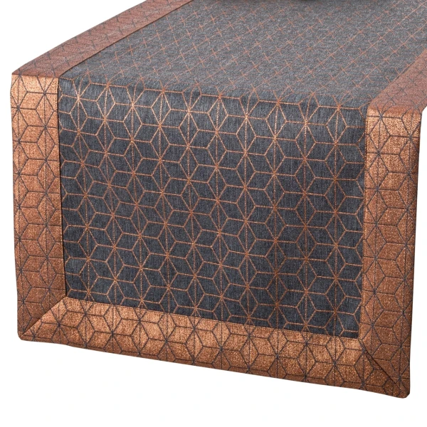 Elegancki Bieżnik Ciemnoszary z Miedzianą Nitką – Szero