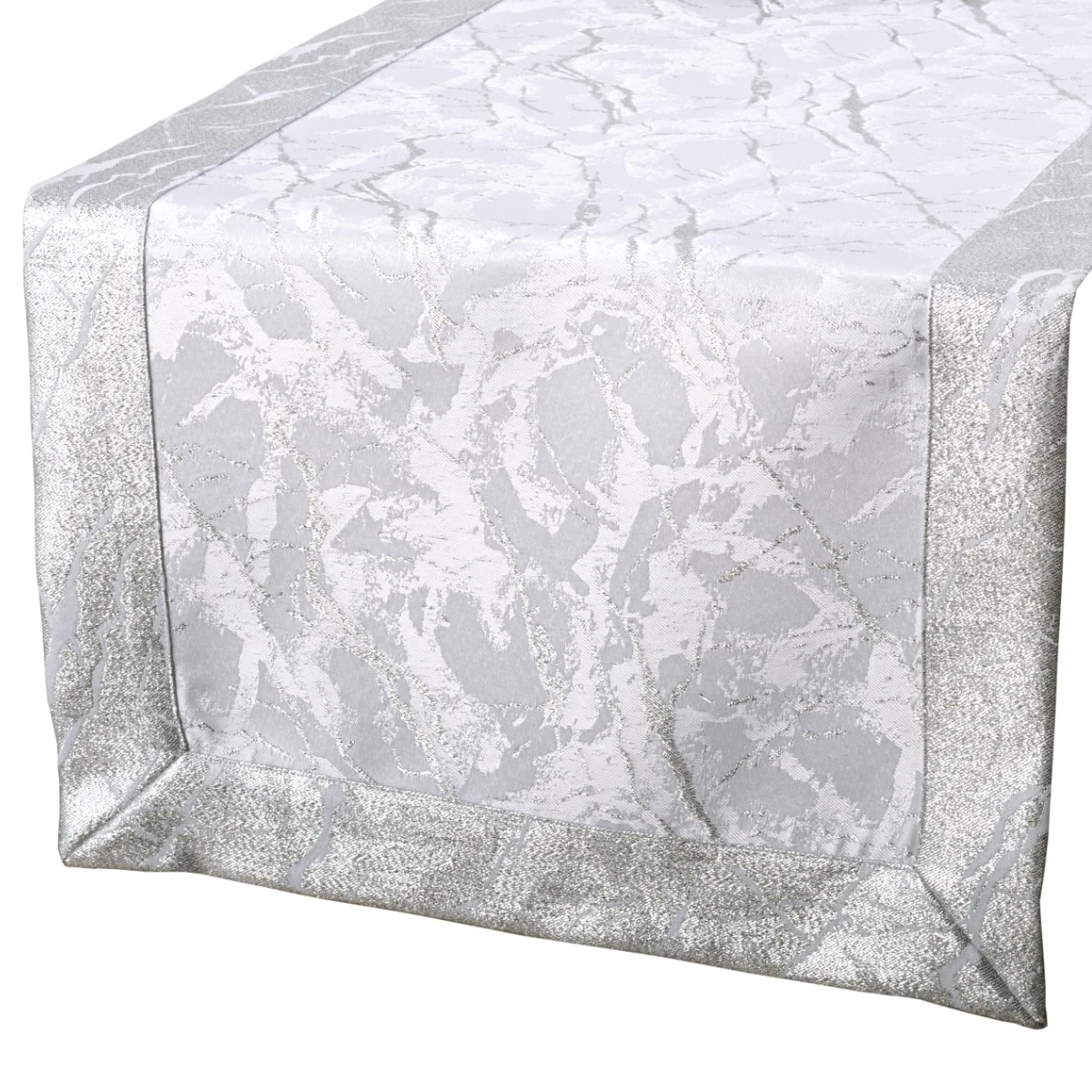 Srebrny Bieżnik Plamoodporny z Metalizowaną Nitką – Mar