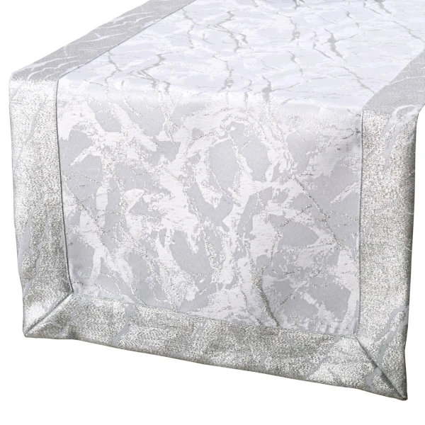 Srebrny Bieżnik Plamoodporny z Metalizowaną Nitką – Mar