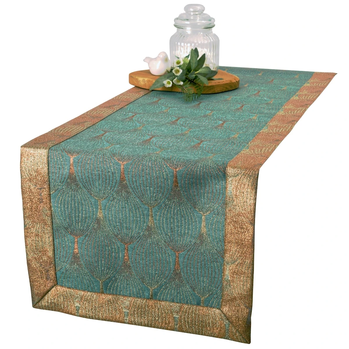 Bieżnik Plamoodporny Szmaragd i Miedź – Luksusowy Styl A