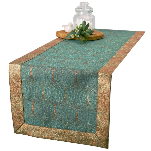 Bieżnik Plamoodporny Szmaragd i Miedź – Luksusowy Styl A