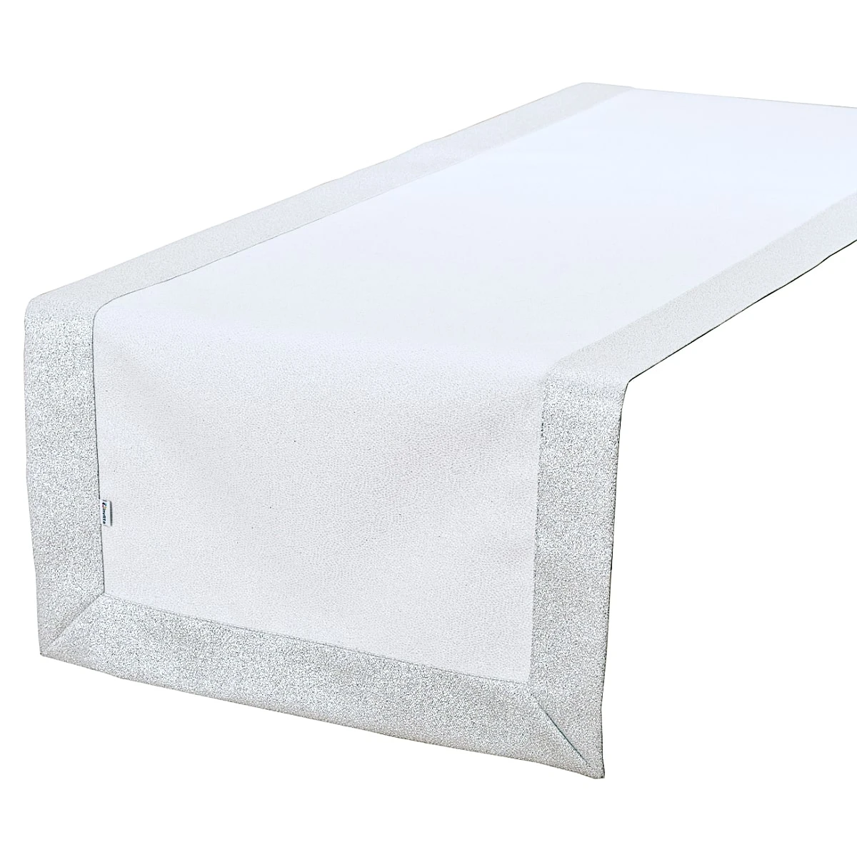 Srebrno-Biały Bieżnik Plamoodporny z Metalizowaną Nitką 