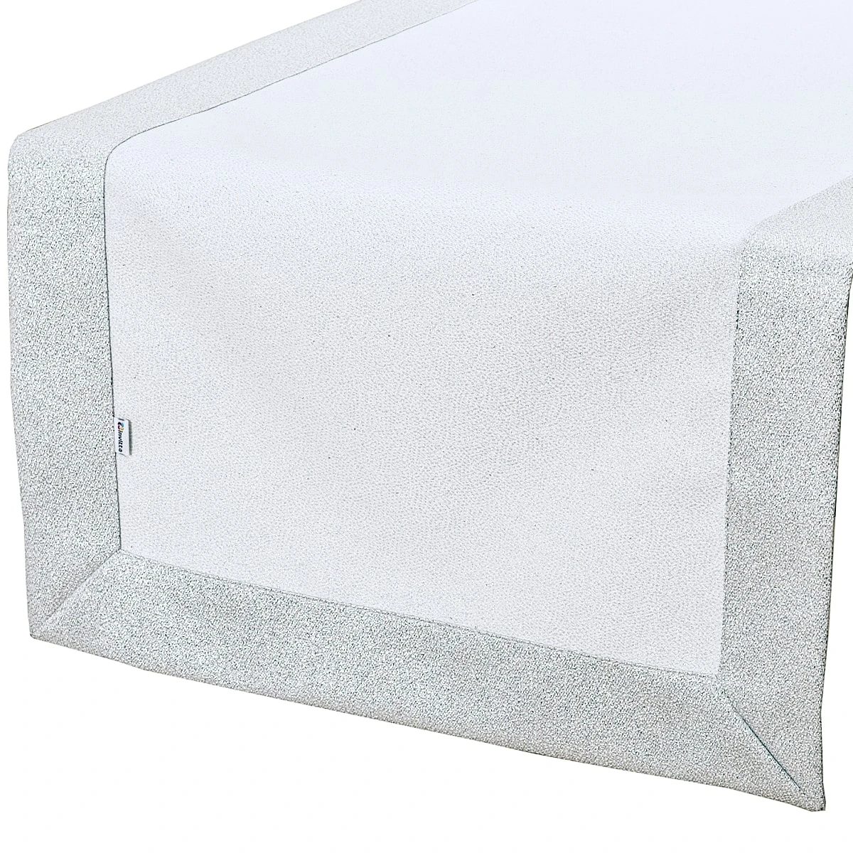 Srebrno-Biały Bieżnik Plamoodporny z Metalizowaną Nitką 