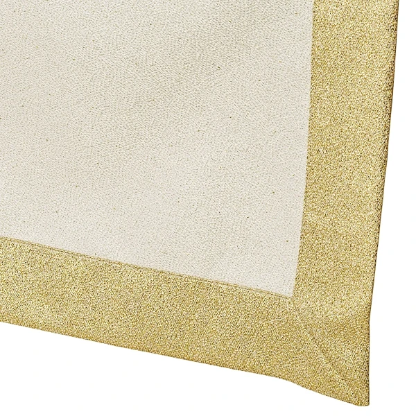 Kremowo-Złoty Bieżnik Plamoodporny z Metalizowaną Nitką 