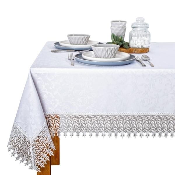 Wyprzedaż Obrus Ares gipiurą G1111 biały 130x180cm