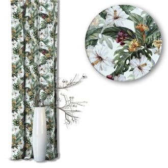 Zasłona w kwiaty Velvet Deco Druk 22596-1001, szerokość 140 cm x wysokość na wymiar
