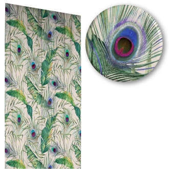 Zasłona z motywem roślinnym Velvet Deco Druk 411061-101, szerokość 140 cm x wysokość na wymiar
