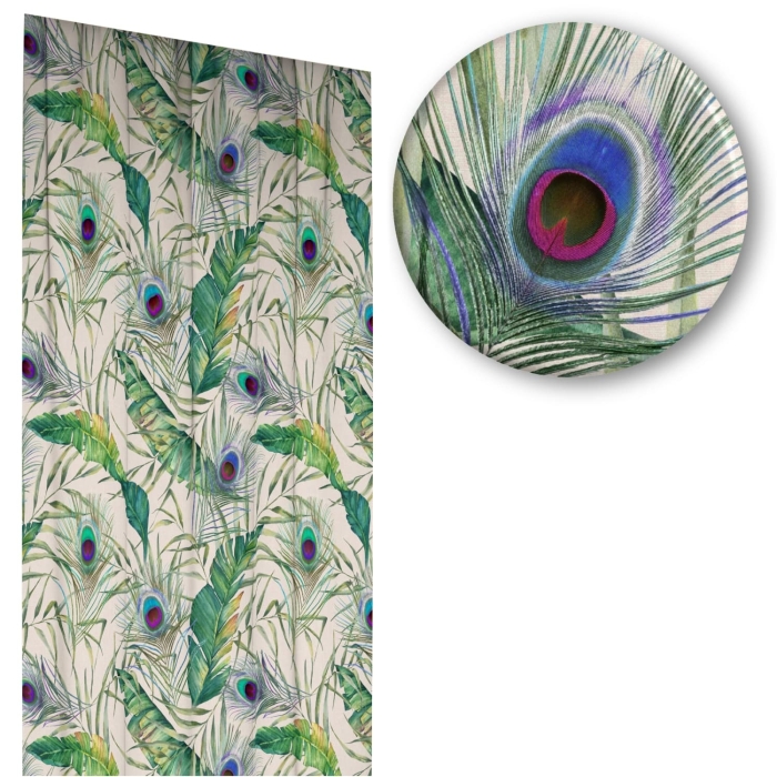 Zasłona z motywem roślinnym Velvet Deco Druk 411061-101, szerokość 140 cm x wysokość na wymiar