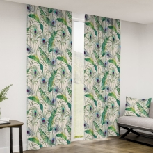 Zasłona z motywem roślinnym Velvet Deco Druk 411061-101, szerokość 140 cm x wysokość na wymiar