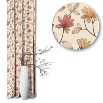 Zasłona w kwiaty Velvet Deco Druk 56183-1006, szerokość 140 cm x wysokość na wymiar