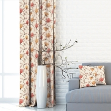 Zasłona w kwiaty na taśmie marszczącej Velvet Deco Druk 56183-1006