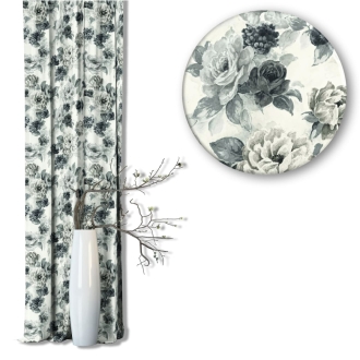 Zasłona w kwiaty Velvet Deco Druk 54960-1010, szerokość 140 cm x wysokość na wymiar