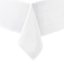 Obrus Bawełniano-Poliestrowy Biały 140x220 cm - Plamoodporny z Efektem Kropelki - O1 P130 1000
