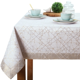 Obrus plamoodporny LZS-33027 srebrno-złoty mankiet 5 cm 40x140 cm