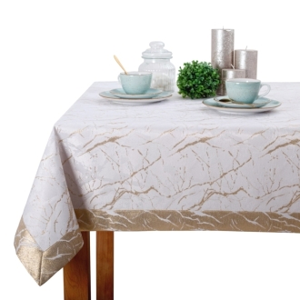 Obrus plamoodporny U3 wykończony ultradźwiękowo Marmur LX-33216 130x190 cm owal