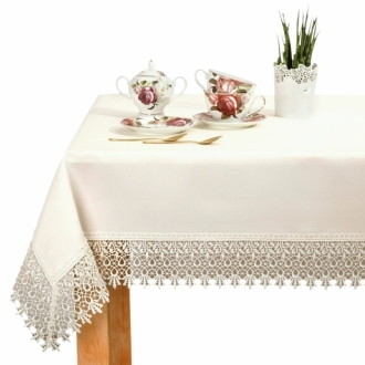 Obrus  plamoodporny z gipiurą Aurora G0511 ecru 123x221 cm