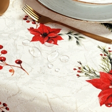 Obrus Świąteczny z lamówką złotą plamoodporny – Czerwony Akcent 5096-3580-Z 140x220 cm Owalny