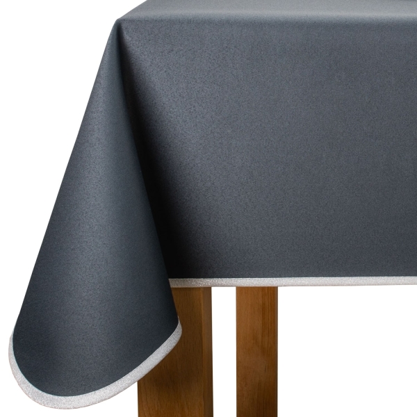 Obrus z lamówką Aurora 3177 ciemny szary + lamówka srebrn