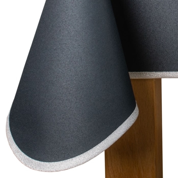 Obrus z lamówką Aurora 3177 ciemny szary + lamówka srebrn