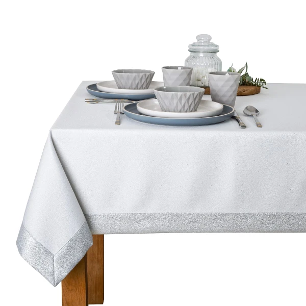 Obrus plamoodporny biało-srebrny na wymiar - 6477-2678S