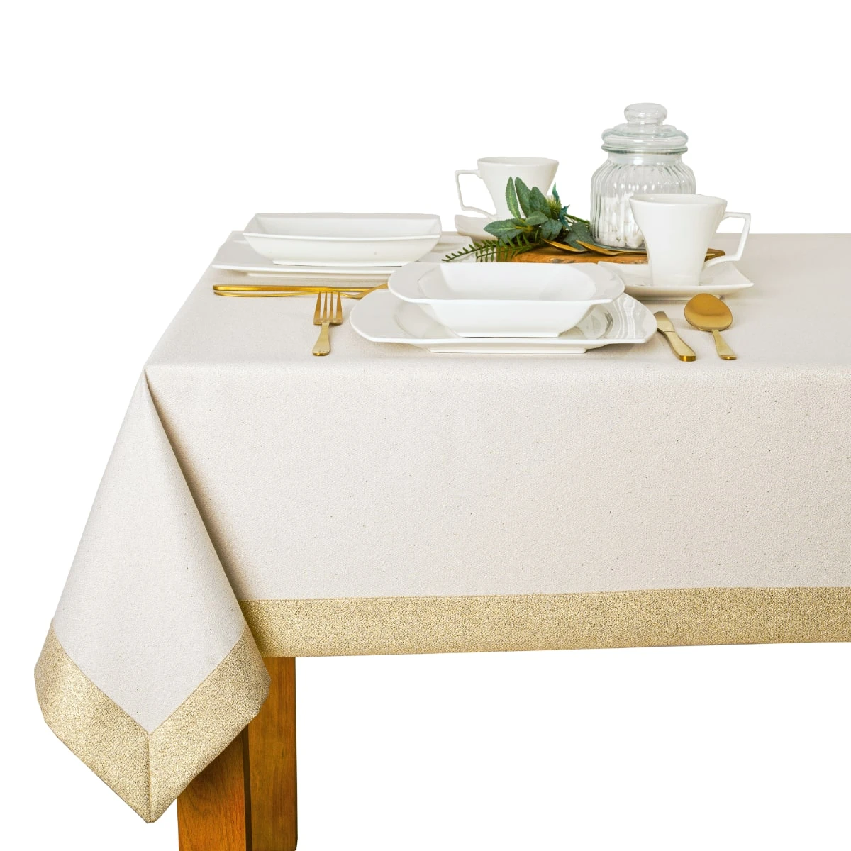 Obrus plamoodporny kremowo-złoty na wymiar - 6477-2678Z